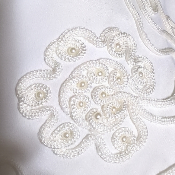 VTG Ship ' N Shore Woman White Embellished Blouse Short Sleeve Button Sz… - Picture 9 of 15